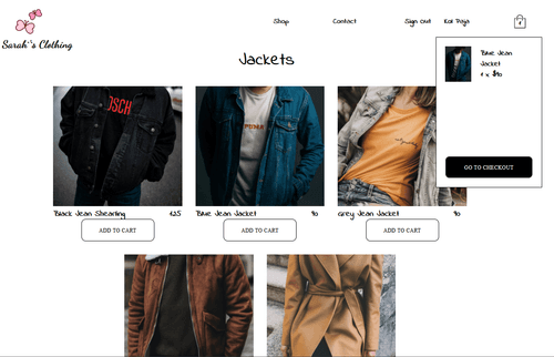 E-Commerce store, you can login and navigate through collections. Adding items to shopping cart and then pay with your credit card. 